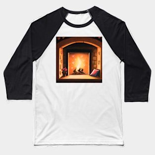 Romantic Fireplace Hearth Painting Baseball T-Shirt